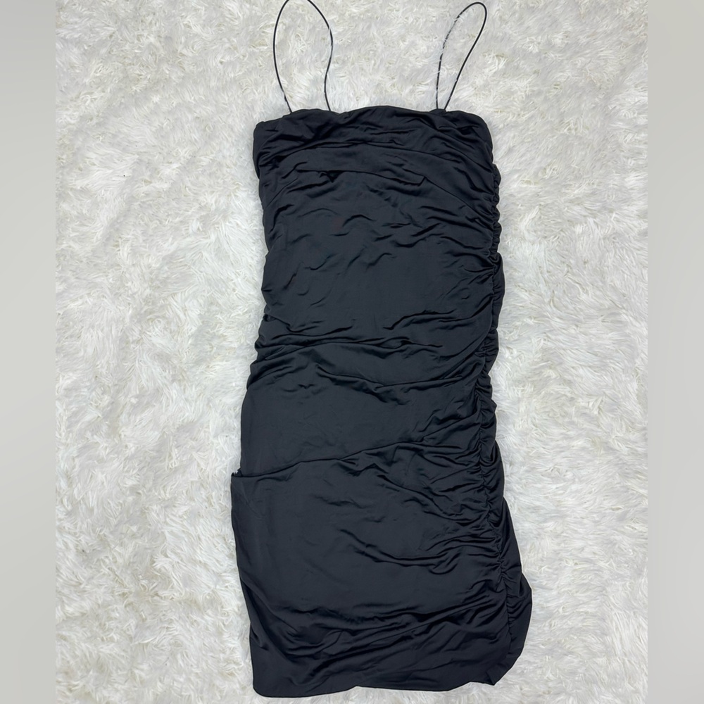 Elegant Black Ruched Dress